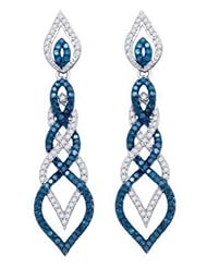 1.7 cttw 10k White Gold Infinity Drop Earrings Blue Diamond Infinity Drop Earrings Infinity Dangle Earrings Bridal Chandelier Earrings (Real Diamonds: 1.7 cttw)