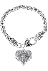 Sister Clear Crystals Fashion Lobster Claw Heart Bracelet Jewelry