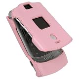 EFORCITY Premium Clip-on Leather Case w/Belt Clip for Motorola RAZR V3 / V3m / V3c, Light Pink