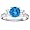 14K White Gold Round 3 Stone Blue Diamond and White Diamond Ring (1.50 cttw) - Size 6