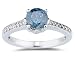 1.00ct Blue & White Diamonds Ring in 14K White Gold