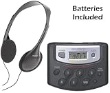 Sony Walkman Digital Tuning Portable Palm Size AM/FM Stereo Radio (Black) with Weather Band, 20 Station Preset Memory, DX Switch for Exceptional Reception, Convenient Belt Clip & Over the Head Stereo Headphones - Batteries Included - Designed for Jogging,