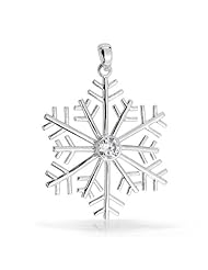 Bling Jewelry Round CZ Solitaire Sterling Silver Snowflake Pendant