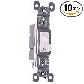 Pass & Seymour 660WGCP Trademaster Single Pole Switch, White, 10-Pack