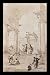 Francesco Guardi (Designing under a porch) Black Wood-Mounted Art Poster Print - 13" X 19"