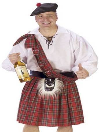 Funny Mens Scottish Kilt Outfit Adult Halloween Costume