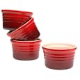 Le Creuset Stoneware 4-3/4-Ounce 4-Piece Ramekin Set, Red