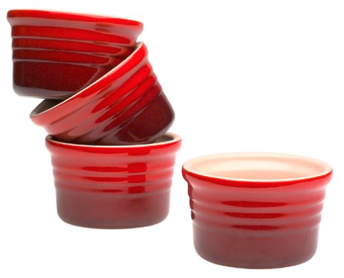 Le Creuset Stoneware 4-3/4-Ounce 4-Piece Ramekin Set, Red