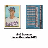 1990 Bowman Juan Gonzalez Rookie Baseball Card #492 - Shipped In Protective Display Case!