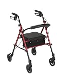 Drive Medical Adjustable Height Rollator with 6 Inches Wheels, Red