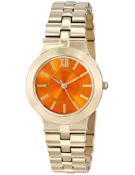 Anne Klein Womens AK/1494ORGB Vibrant Orange Dial Gold-Tone Bracelet Watch