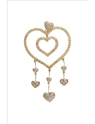 14k Yellow Gold, Multi Heart Fancy Pendant Lab Created Gems 34mm Wide