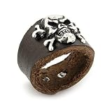 Ladys Leather Skull Ring