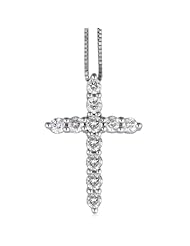 14K White Gold Cross Diamond Pendant Necklace(GH, I2-I3, 0.50ct)