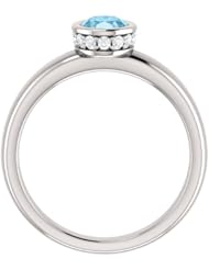 18K White Gold 7.00x5.00mm Oval Cut Aquamarine and Diamond Ring -- LIFETIME WARRANTY