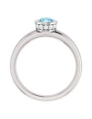 14K White Gold 7.00x5.00mm Oval Cut Aquamarine and Diamond Ring -- LIFETIME WARRANTY