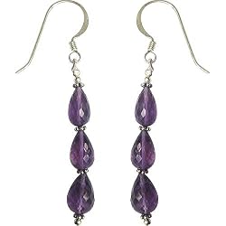 Earrings Amethyst Sterling Silver Jewelry 2.5 Inches
