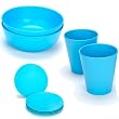 Green Eats Eco-Friendly 2 Pack Bowls, 4 Pack Snack Plates and 2 Pack Tumblers Set Blue