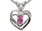 0.27 cttw Genuine Pink Tourmaline and Diamond Heart Pendant in 14k White Gold - B0006AZ9CS