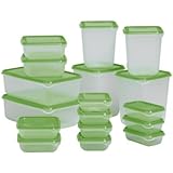 Ikea Food Container 601.496.73, Set of 17, Green