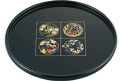 会津塗 四季彩花 １０．０丸盆（漆器、お椀）