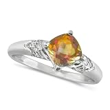 9ct White Gold Ladies Cushion Shape Azotic Mystic Topaz And Diamond Dress Ring Set With 2pts Of Diamonds Size N