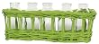 Hand Woven Kiwi Green Painted Willow Basket with 5 Glass 4oz Bottles 11"L x 3.5"W x 4"H Set / 2
