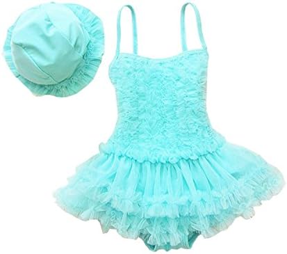 Girls Princess Lace Layer Swimsuit TuTu Dress One-Pieces Swimwear Tankini (4-5years, Blue)