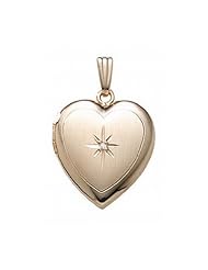 14K Gold Filled General Diamond Heart Locket 3/4 inch x 3/4 inch