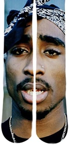 Dopesox Mens 2Pac Shakur Movie Above The Rim Elite Socks One Size (6-12) White