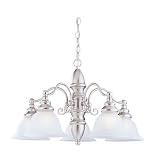 Sea Gull Lighting 31051-962 Canterbury Five Light Chandelier, Brushed Nickel Finish with Satin Etched Glass