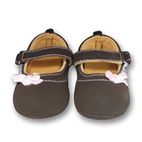 Infant Toddler Girl's Brown Shoe with Pink and Blue Bow