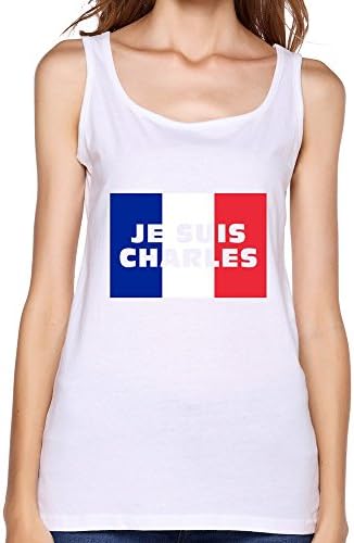 TBTJ Women Fashion Je Suis Charles Tank Top Shirts White X-Large