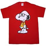 PEANUTS SNOOPY NERD Red Licensed Cotton T-shirt