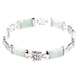 Handmade Green Jade & Sterling Silver Bracelet - Chinese Blessing