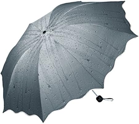 Perwiy Women Fashion Sun Rain Folding Anti-UV Parasol Travel Luggage Umbrella Gray