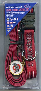 OHIO STATE BUCKEYES DOG COLLAR LEASH ID TAG SET SIZE M