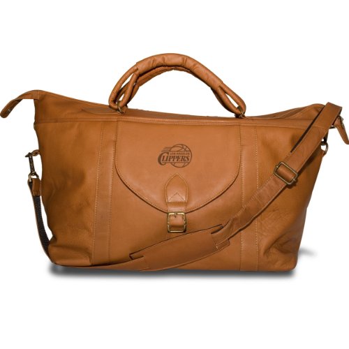 NBA Los Angeles Clippers Pangea Tan Leather Top Zip Travel Bag