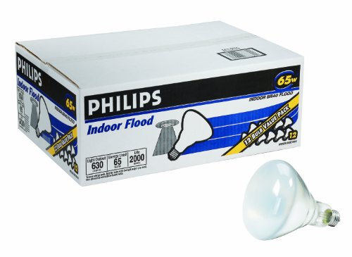 Philips 387795 Soft White 65-Watt BR40 Indoor Flood Light Bulb, 12-Pack