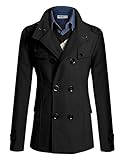 Doublju Mens Half Trench Coat BLACK (US-M)