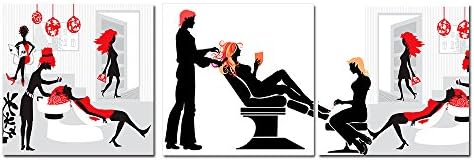 Spirit Up Art Huge Hair Salon Picture Painting on Canvas Print Stretched and Framed, Modern Home Decorations Wall Art set of 3 Each is 50*50cm #cy-652