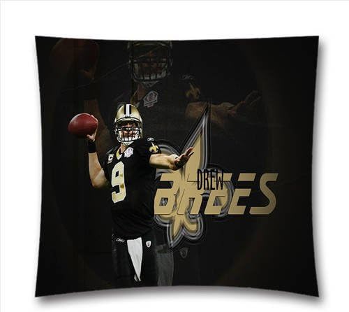 Natural Cotton Linen DIY Decorative Pillowcases Throw Pillow Cushion Cover With drew brees New Orleans Saints,NFL Square Pillow Case,Cover Size:18 x 18 Inch(45cm x 45cm),Home Gift,Sofa Decor