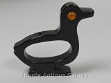 Black Bakelite Duck Napkin Ring with Rodded Eyes