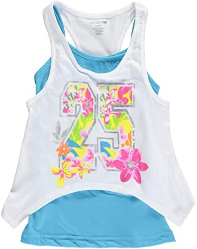 One Step Up Big Girls' "Metallic 25" Layered Tank Top - white, 14 - 16