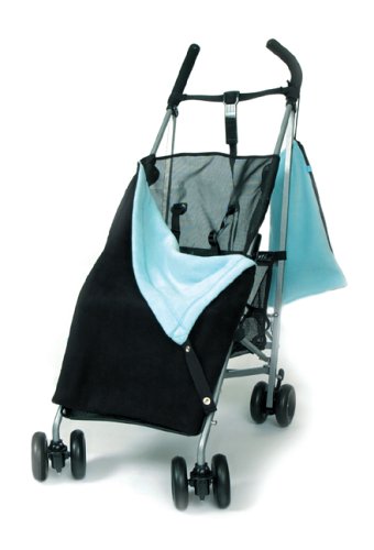 Stay-put Buggy Blanket - Reversible Black / Aqua Picture