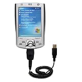 Coiled Power Hot Sync and Charge USB Data Cable w/ Tip Exchange for the HP iPAQ h2210 - Gomadic Brand