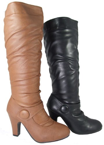 D1793 Ladies High Heel Knee Boots (2 Colours)