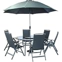 Valencia Wicker 6 Seat Patio Furniture Set & Parasol