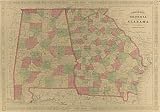 Johnson 1863 Antique Map of Georgia & Alabama