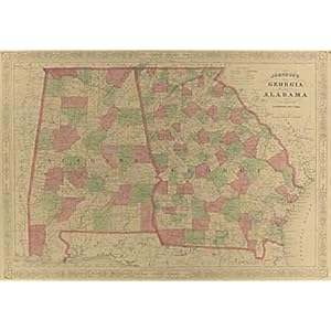Click here to buy Johnson 1863 Antique Map of Georgia and Alabama.